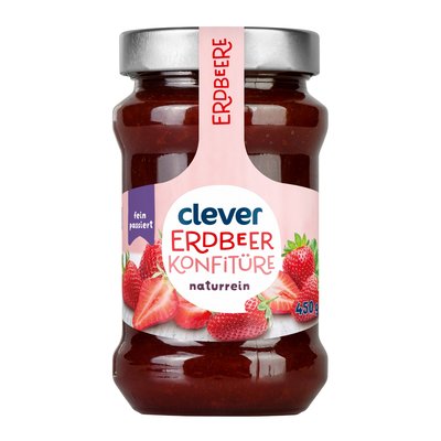 Image of Clever Erdbeer Konfitüre Extra Passiert