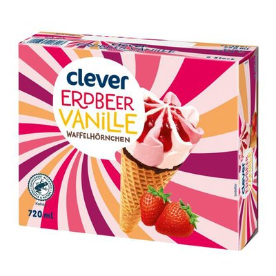 Image of Clever Eis Stanitzel Erdbeer-Vanille