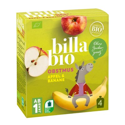 Image of BILLA Bio Obstmus Apfel & Banane 4er