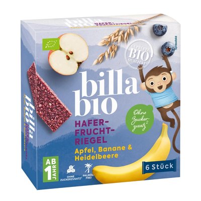 Image of BILLA Bio Hafer-Fruchtriegel Apfel, Banane & Heidelbeere 6er