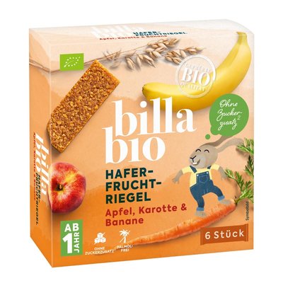Image of BILLA Bio Hafer-Fruchtriegel Apfel, Karotte & Banane 6er